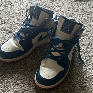 Nike Blue and White High-Top Basketball Sneakers